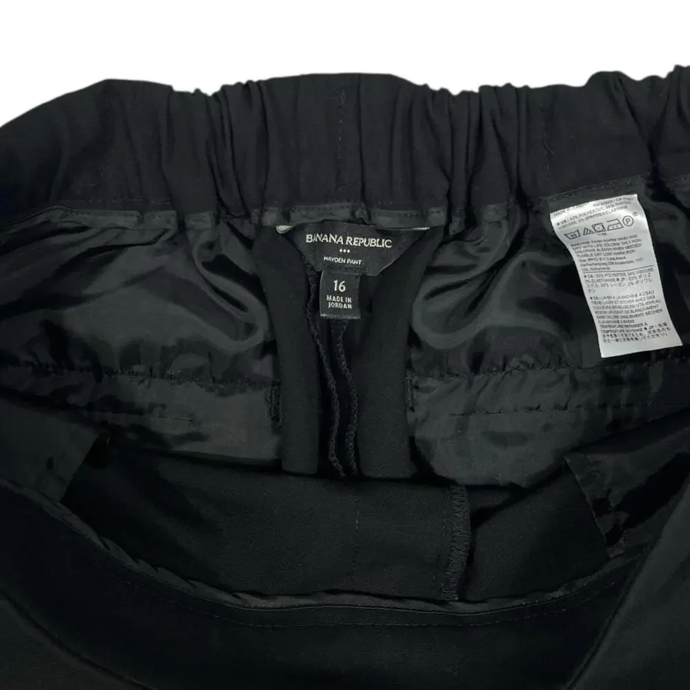 Banana Republic Hayden Dress Pants Womens 16 Black Pull On Tapered Leg Workwear